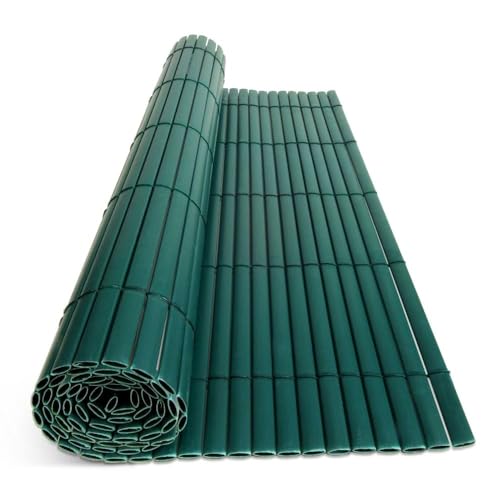 Brise Vue Jardin, 1 x 3 m - Brise Vue Imitation Canisse Double Face, Vert, 300 g/m², PVC - Brise Vue Balcon, Terrasse, Clôture - Occultant Grillage, Anti UV,...