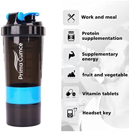 Prima Cumce BPA Free Protein Shaker Cup, 500ml Capacity - Dishwasher-Safe Sports Supplements Shakers - Durable Shake Blender Cup with Snap-Fasten Cap