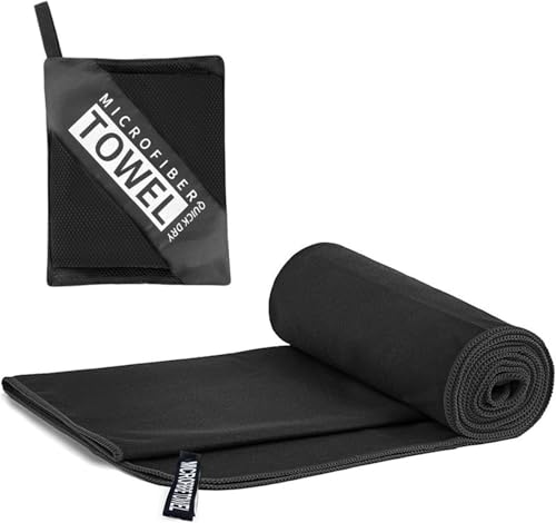 LushOrchidVale Microfibre Towel - Quick dry Lightweight Absorbent Travel Towel,Beach Towel Perfect for Sports Beach Gym Swimming,Cycling,Yoga, Camping,Hiking (Black, 40x80cm)