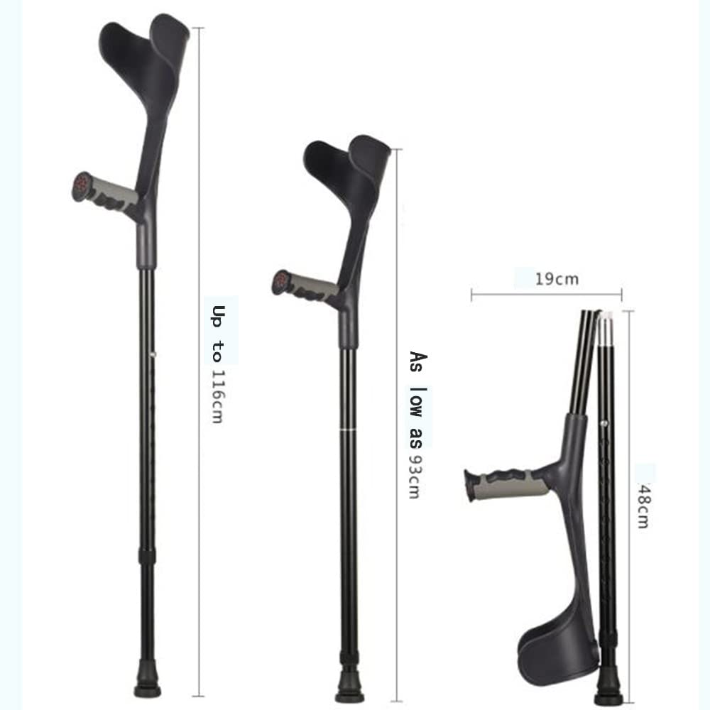 Plegable Muletas Ortopédicas De Aluminio, Ajustables Muletas De Antebrazo, Adulto Bastones para Caminar, Ajustables Bastón para Mayores Discapacitados (Color : Silver)
