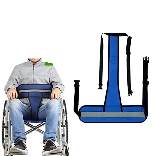 Lanito 車椅子シートベルト 車椅子用シートベルト T字型 安全ベルト 固定シートベルト 拘束具 転落防止ベルト通気性 調節可能 脱着簡単 高齢者介護用 (青)