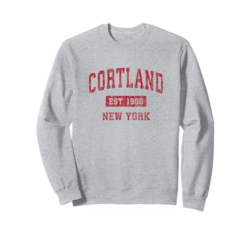 Cortland New York NY Vintage Sports Design Red Design Sweatshirt