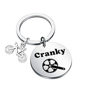 POTIY Funny Cranky Keychain Cycling Keyring Bicycle Lovers Gift for Cycling Team Mountain Bike Gift, Cranky, Small