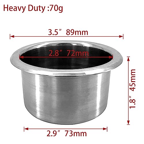 ISURE MARINE 2Pcs 3" Stainless Steel Drop-in Anti-Spill Cup Holder with Non-Slip Washer,Heavy Duty Poker Table Cup Holder Inserts Fits Standard Soda Can for Desk, Boats, RV Cars & Trucks - Thumbnail 3