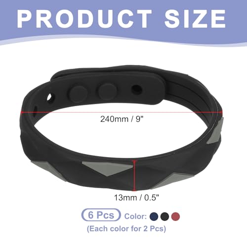 Image of MECCANIXITY Anti Static Bracelet, 0.5 inchX9 inch Adjustable Anti Static Wristband Silicone Balance Energy Sport Bracelets for Eliminate Static, Red,Blue,Black 6Pack
