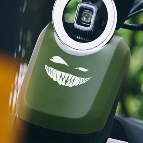 Image of Reflective Sticker for Car Vinyl Racing Oblique Eyes Bad Smile Decal for Golf Cart Off-Road Vehicles Motorcycles Bike Skateboard DIY Decoration, 1Set 6.3in, Black