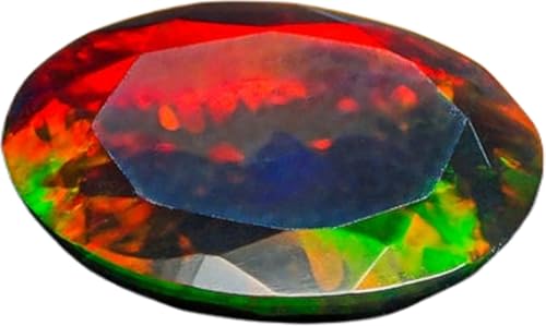 OPAL_WORLD 1 pièce d'opale noire éthiopienne naturelle de 9 x 7 mm, de forme ovale, à facettes, pour la fabrication de bijoux | OW_03689, 9x7mm, Gemme, Opale noire éthiopienne
