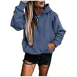 PTOLOCIF Oversized Hoodie for Women Lightweight Sweatshirts Long Sleeve Tops Loose Fit Tees Fashion Clothing Sweatshirts Blue