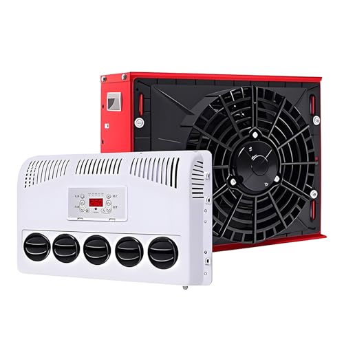Aire acondicionado dividido RV, sistema de refrigeración de cabina de camión de 11000 BTU para camiones, autobuses, excavadoras, con control de viento de 5 velocidades