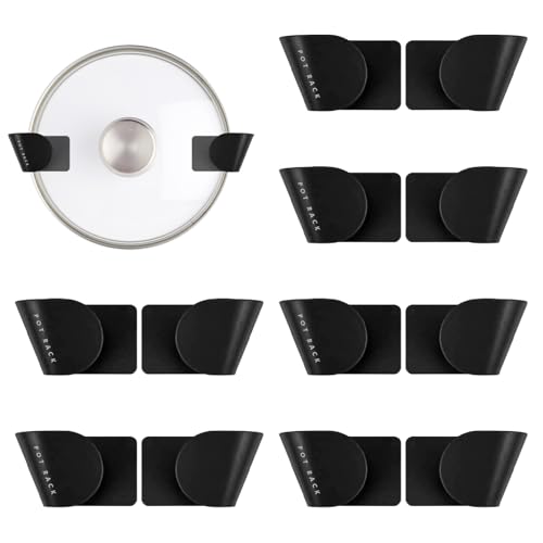 Zyluniy Rangement couvercle casserole, 6 paires support couvercle casserole, supports muraux pour couvercles de casseroles, organiseur de couvercles de...