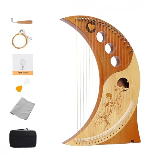 Harp?Lyre harp?19 string 16 note ?Traditional Classic Stringed Instruments?Humanized Moon Harp?Comes with a tuner, spare strings, instruction manual, and paddles
