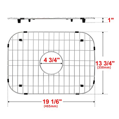 Lqs Kitchen Sink Grid And Sink Bottom Grid, Sink Protector For Kitchen Sink Stainless Steel 19 1/16" X 13 3/4" With Center Drain Hole For Single Sink Bowl #TOP1