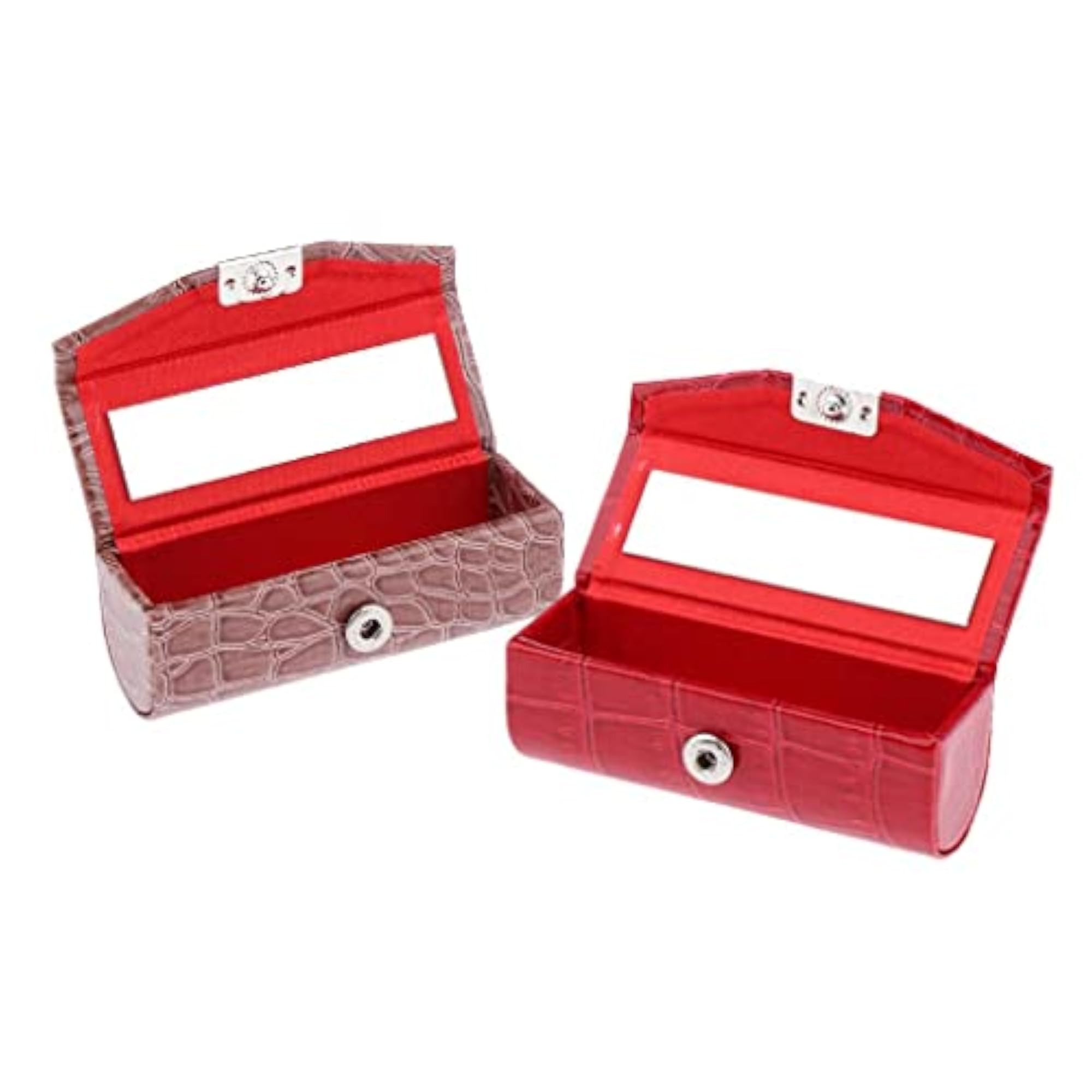 Women's PU Leather Lipstick Case with Mirror, 2 Colors