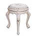ZHIQ Taburete de Piano Redondo Blanco para Dormitorio - con Patas de Acero de Plástico ABS, Sillas de Maquillaje con Cojín Elástico Alto 33.2x33.2x43cm