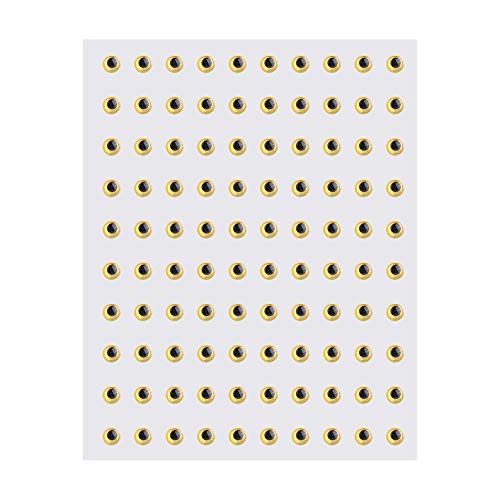 Esche da pesca Occhi 3D da morbide 100Pcs da 3D Fly Tying Crafts Jig per esche artificiali fai da te Making3mm-Oro