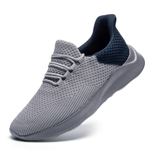 ZDFQLGV Sportskor för herr löparskor halkfri träning bekväm lätt idealisk för jogging fitness tennis modedesign andningsbar mesh, Grå, 44 EU