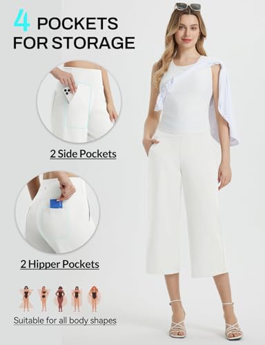 Pantalon de yoga taille haute femme capris ample avec poches pour l'été - 5