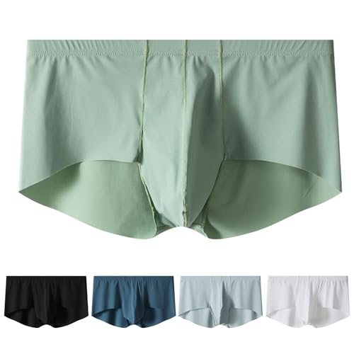 Men's Bulge Pouch Underpants Mid Waist Stretch Ice Silk Boxers Solid Color Smooth Boxers Quick Dry Sports Underwear4