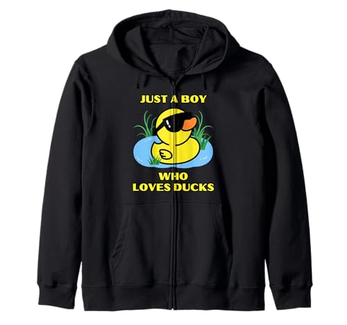 Just A Boy Who Loves Ducks Cool Rubber Duck Lover per bambini e uomini Felpa con Cappuccio