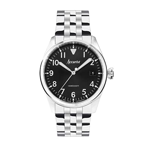 Accurist Montre à Quartz pour Homme d'aviation de 41 mm avec Affichage analogique, Noir/Argenté,...