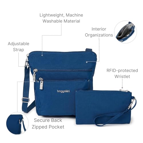 Image of Baggallini Pocket Crossbody Bags for Women 8x8 Small Lightweight Durable Water-resistant Travel Purse W /Rfid
