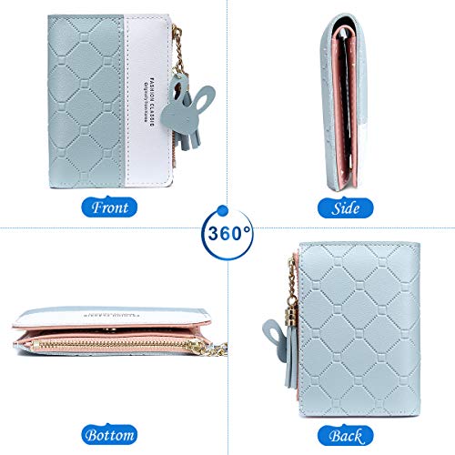 JOSEKO Girls Wallet kleine PU-lederen portemonnee kaarthouder portemonnee voor vrouwen en dames met blauw-blauwe kwasten Kunstleer, Bleu#01 - Image 5