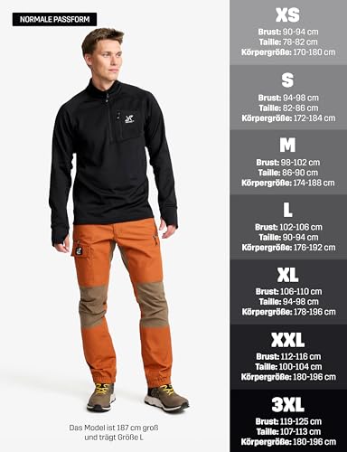RevolutionRace Evolution Half-Zip Stretch Fleece für Herren, Fleecepullover für Wandern und Outdoor-Aktivitäten, Black, XL