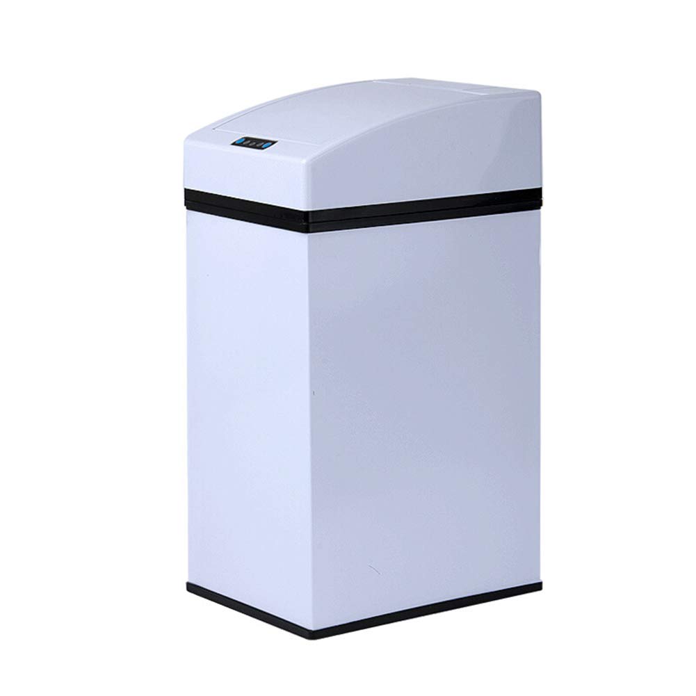 Poubelle sans contact automatique 7L en acier inoxydable blanc pour déchets