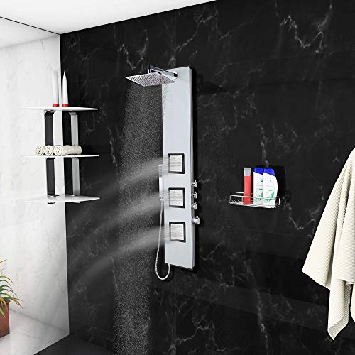 Blue Ocean 59” Aluminum Spa8659 Thermostatic Shower Panel Tower With Rainfall Shower Head, 3 Body Nozzles, And Handheld Shower Head #TOP19