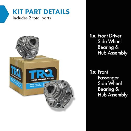 Image of TRQ Front Left and Right Wheel Bearing and Hub Assembly Set 2 Piece Compatible with 95-96 Chevrolet Blazer 4WD 95-96 Blazer All Wheel Drive 91-93 S10 4WD 95-96 S10 4WD 92-96 GMC Jimmy 4WD 91 Syclone