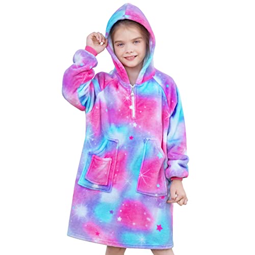 Beinou Sweat Plaid Enfant Sweat à Capuche Pull Fille Flanelle Oversize Doux Couverture Garçons Cover