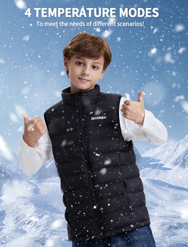Kids Heated Vest With Battery Pack - 7.4V Rechargeable Lightweight Electric Coat for Boys Girls Winter L2