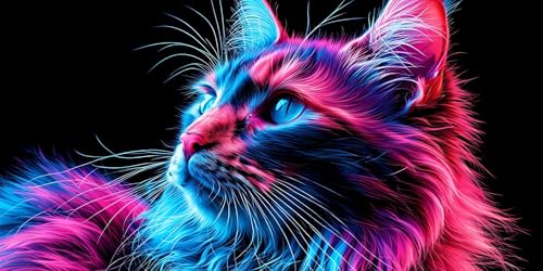 Diamond painting pour adultes grand format 50x100 cm avec motif chat coloré Lionhai