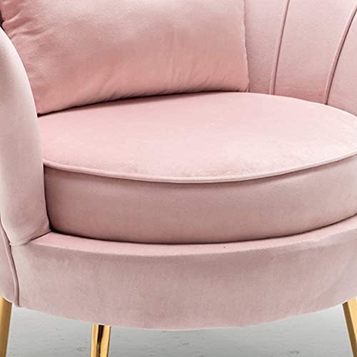 Image of Living Room Vintage Velvet Fabric Tub Armchairs with Metal Leg Armrests Lounge Comfortable Royal & Luxury (Pink, Single Chair)