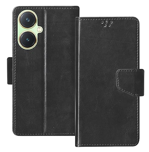 Image of SBMS Flip Cover Back Case Cover for Vivo Y27 with Magnatic Closure | Inbuilt Stand | Card & Money Pocket (Black)