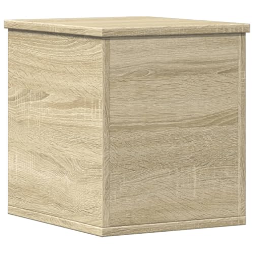 vidaXL Caja de almacenaje Madera ingeniería Roble Sonoma 30x35x35 cm, Baúl de Juguetes, Caja de Mantas, Cofre de Almacenamiento