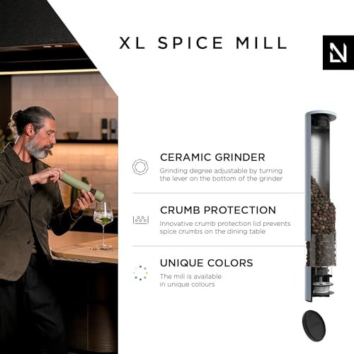 LARS NYSdiameter M Salt Pepper Mill Manual with Adjustable Ceramic Grinder from coarse to fine I Design Spice Mill (Sky Blue) - Image 2