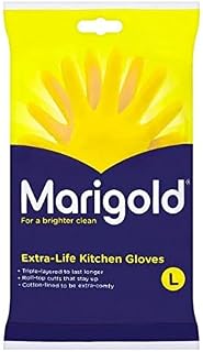 MARIGOLD Women's MARIGOLD Extra Life Kitchen Gloves Large Case of 6, Yellow, L Pack 6 UK