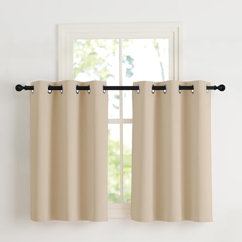 NICETOWN Scheibengardinen Vorhang Wohnzimmer Gardinen Grau Blickdicht Fenstervorhang Verdunklungsvorhänge mit Ösen Vorhänge Modern Übergardinen Thermovorhang für Schlafzimmer/Küche/Badezimmer