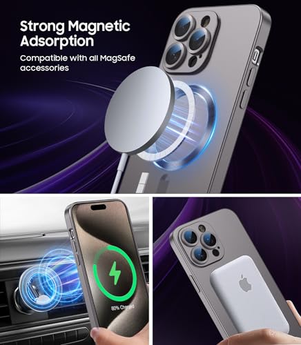 Coque antichoc iPhone 15 Pro silicone avec protection objectif intégrée MagSafe
