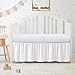 SiinvdaBZX White Crib Skirt Dust Ruffle, Microfiber Crib Bed Skirt 52