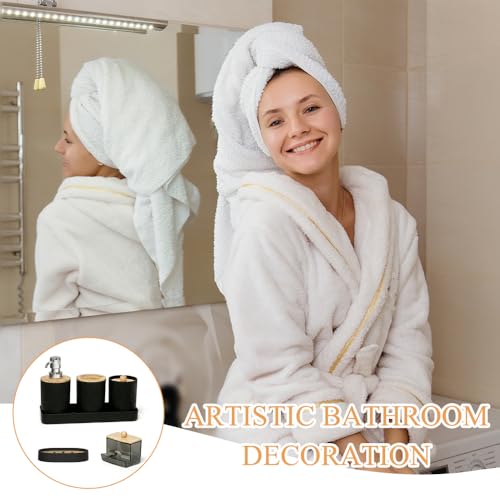 Miniatura 3 de Neikafan Juego De Accesorios De Baño 6 Piezas Negro Opaco Con Dispensador De Jabón, Jabonera, Bote Para Cepillos De Dientes Y Bandeja, Portacepillos Para Múltiples Espacios, Como La Cocina O El Baño