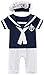Produktbild MOMBEBE COSLAND Baby Jungen Matrose Kostüm Strampler with Hüte (3-6 Monate / 80 UK, Schatz Blau)
