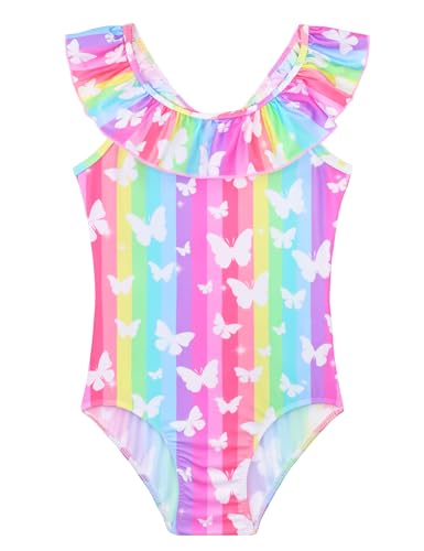 Image of Snowheart Girls Swimsuit One Piece Bathing Suit Kids Quick Dry Shoudler Ruffle Floral Swimwear for 3-12 Years Old