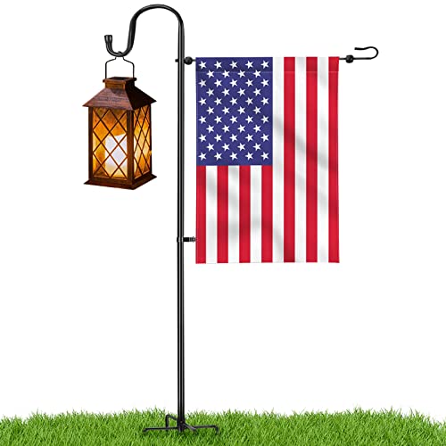 LOPANNY Garden Flag Stand - Upgraded Garden Flag Pole with Shepherd Hooks for 12 x 18