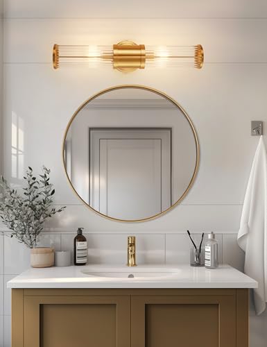 Image of DORESshop Copper Wall Sconce, 19.6 inch Sconces Lighting, 2-Light Modern Light Fixtures, Bathroom Vanity Light for Living Room, Bedroom, Sconces Wall Decor