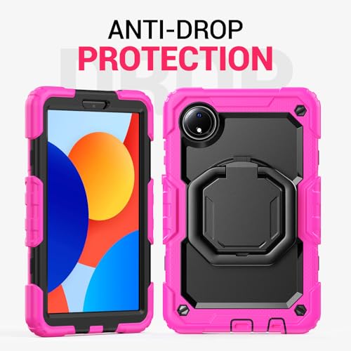 Coque Redmi Pad SE 8.7 2024 antichoc rose avec support rotatif - 2