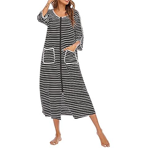 HUAZONG Peignoir Femme Zippé Noir XXL Cover