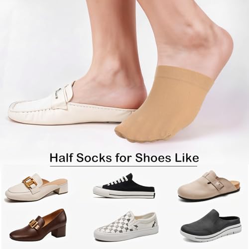 6 Pack No Slip Half Toe Socks for Women | Stay in Place & Invisible | Comfortable with Heel Grip | Low Cut Liner for Flats, Loafers, Sneakers2