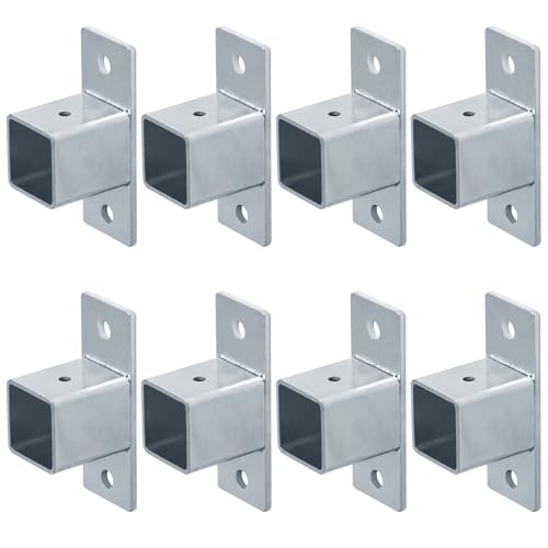 8 Pcs 1-1/2\" Square Tube Fittings - 1 Way with Plate, Square Post Flange Base for Deck Rail
